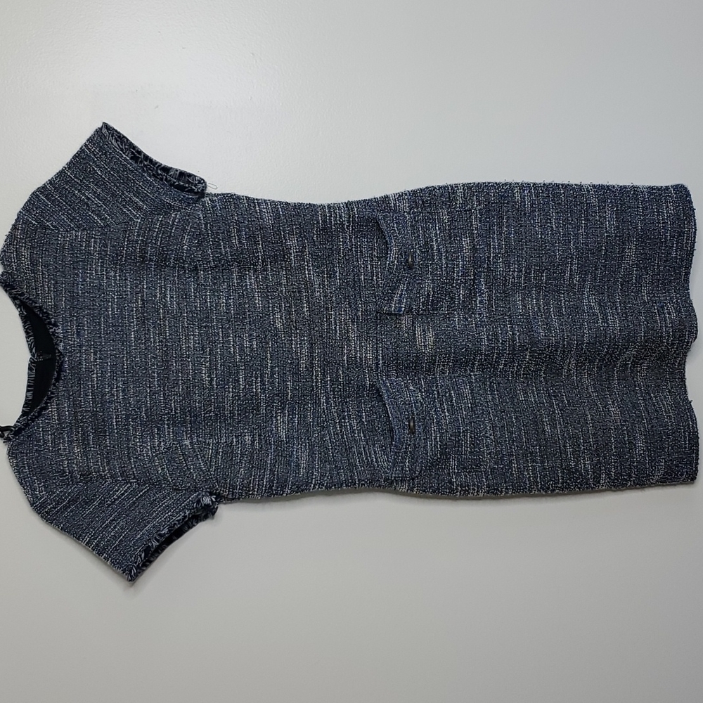 LOFT Navy and White Tweed Mini Dress
